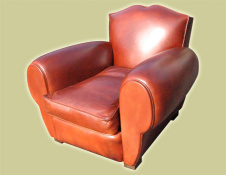French Moustache Leather Club  Chair