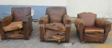 Three French Leather Chairs