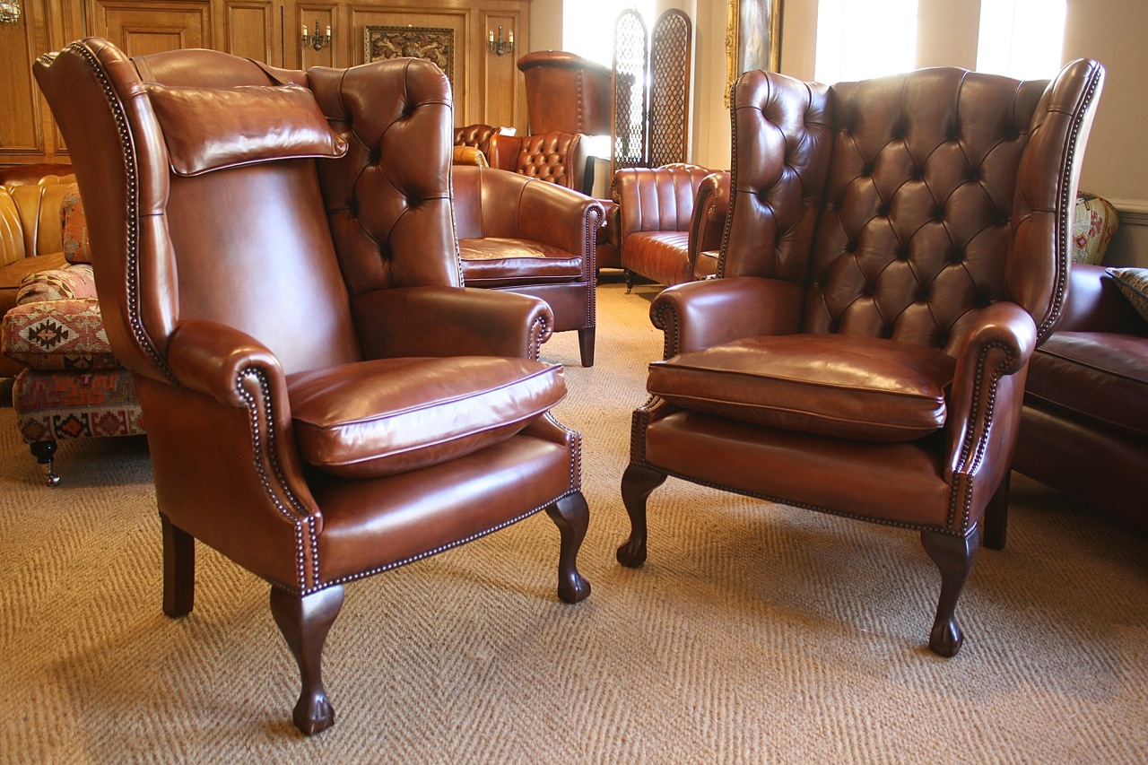 english leather armchair