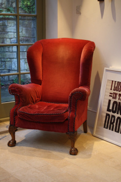 1920s Wing Chair with Walnut Claw & Ball Legs