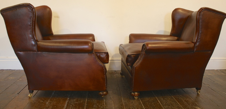 Wing Back Leather Club Chairs, Antique Leather Chairs, Original Leather ...