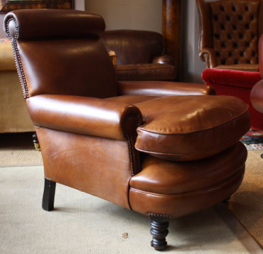 Edwardian Roll Top Leather Armchair