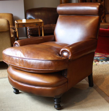 Edwardian Roll Top Leather Armchair