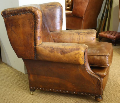 Early 20th Century Smoker's Leather Armchair