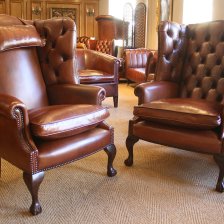 light brown leather wingback chair