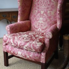 Georgian Wing Chair in Gainsborough Silk with Straight Legs